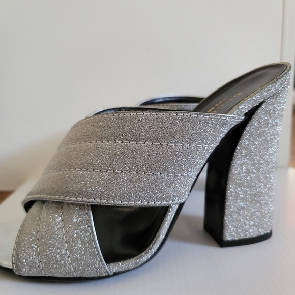 Authentic gucci webby fabric glitter heel mules - Picture 2 of 11